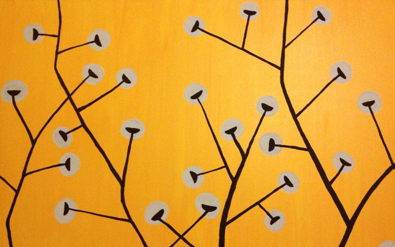 West Seattle Acrylic Painting Abstract Yellow Branches