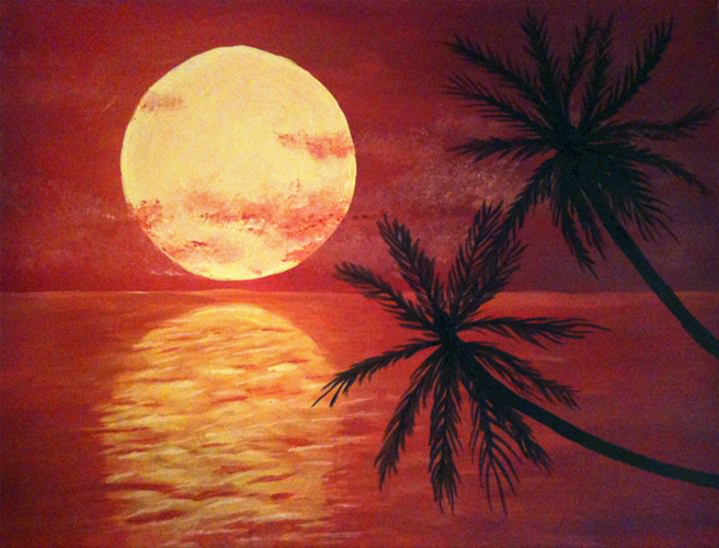 West Seattle Acrylic Painting Abstract Sunset